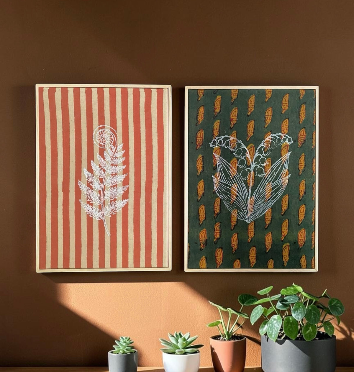 Deep woods - Set of 2 Large Block Printed Wall Hangings