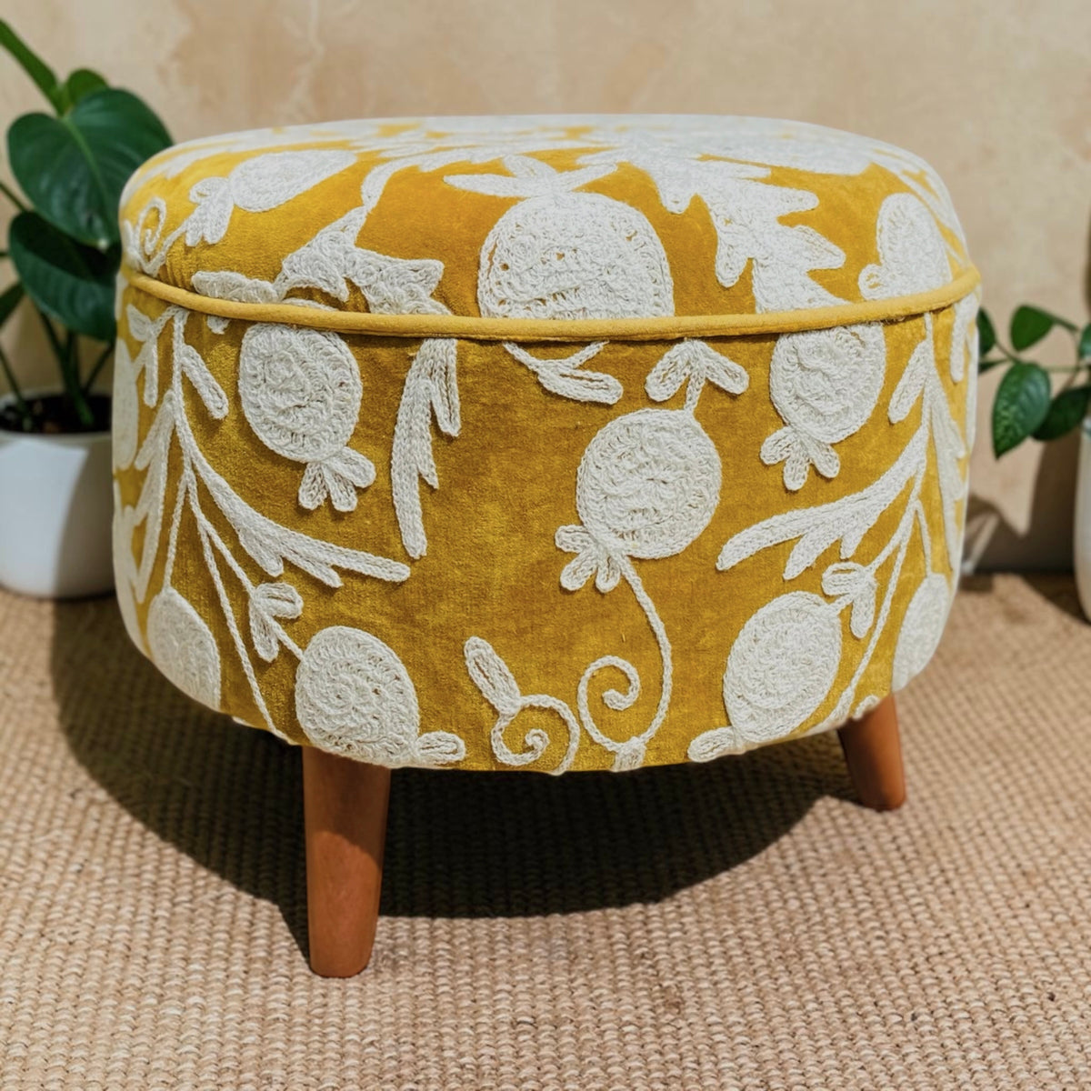 Velvet Nomad - Hand-Embroidered Velvet Ottoman