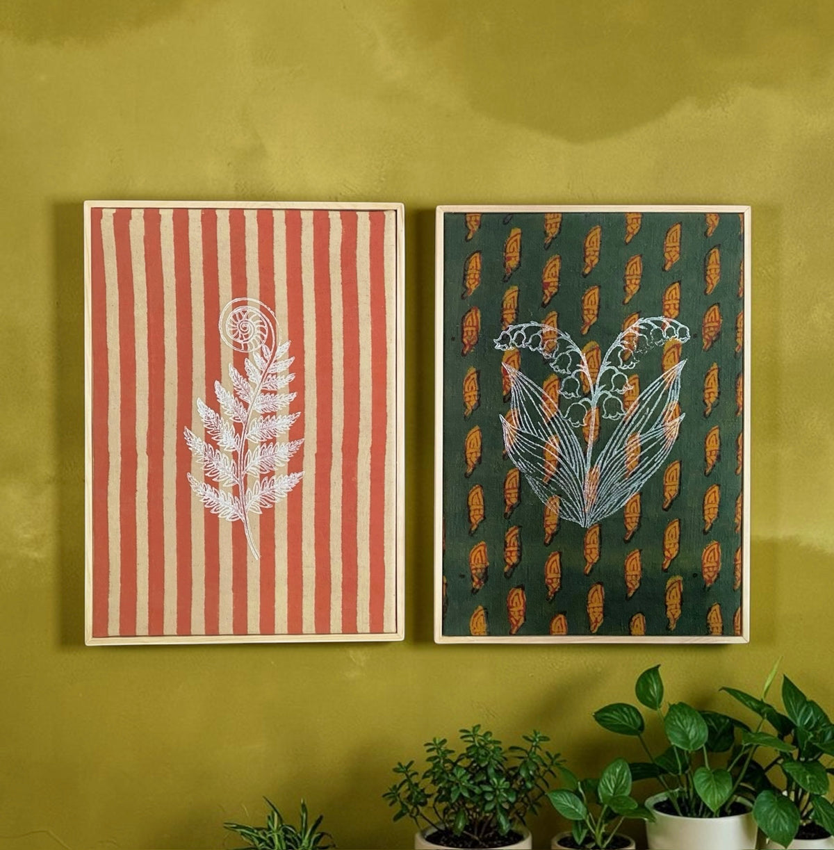Deep woods -  Set of 2 Large Block Printed Wall Hangings
