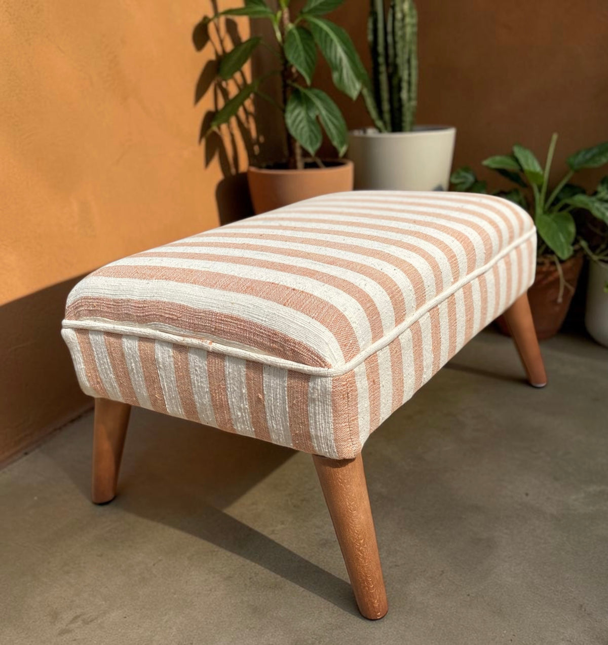 Sahara bloom - Chunky Woven Striped Ottoman