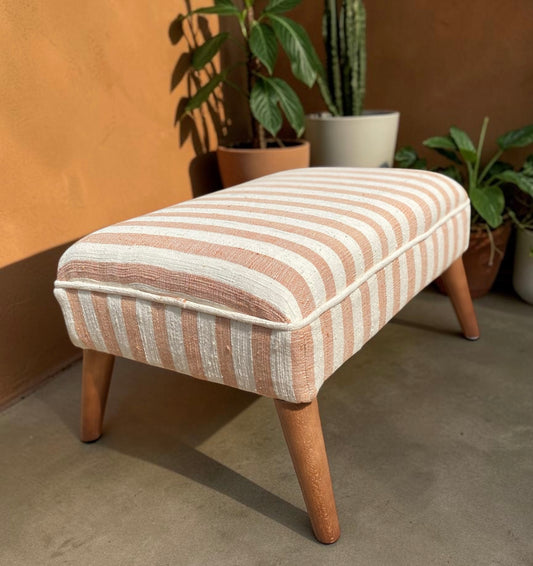Sahara bloom - Chunky Woven Striped Ottoman