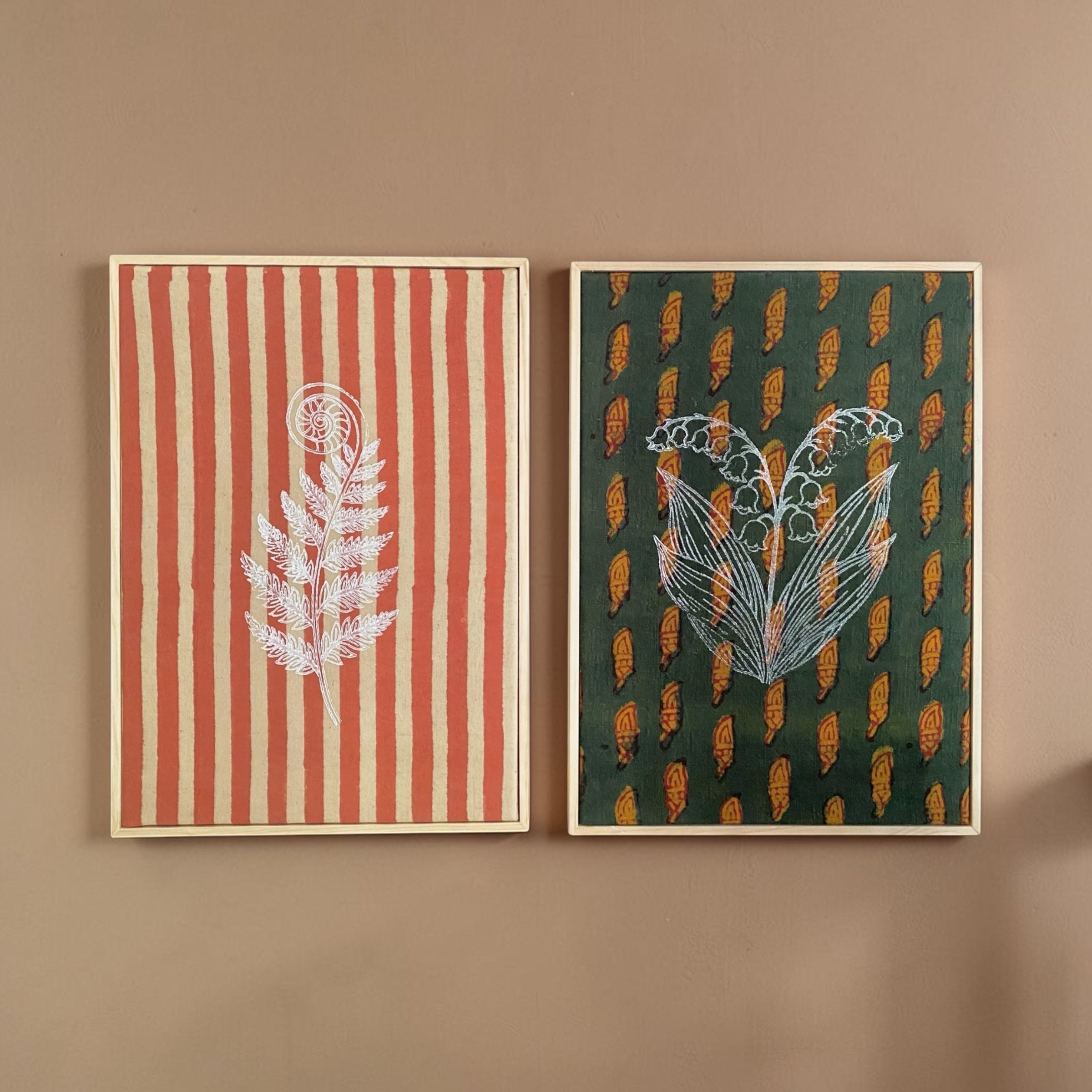 Deep woods -  Set of 2 Large Block Printed Wall Hangings