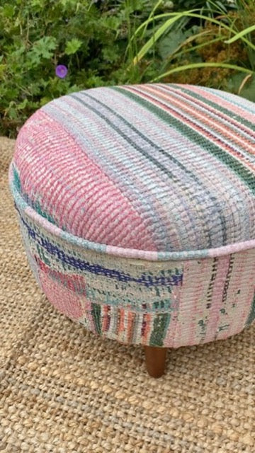 Dawn Bloom - Vintage Kantha Footstool