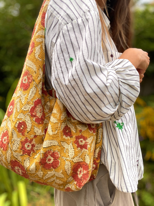 Blockprint hobo everyday bag