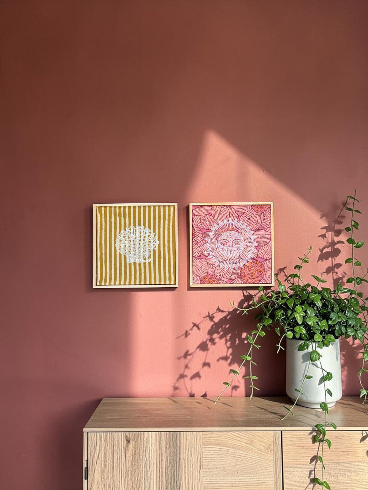 Sunlit Shore — Framed Textile Art Set (Diptych)